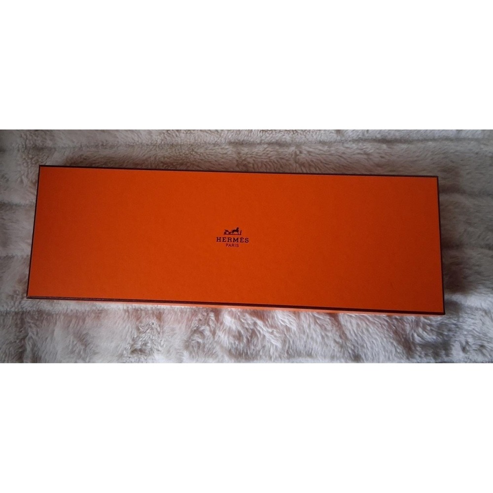Authentic Hermes Paris Empty Gift Box w/ Ribbon & Tissue Paper Orange Luxury